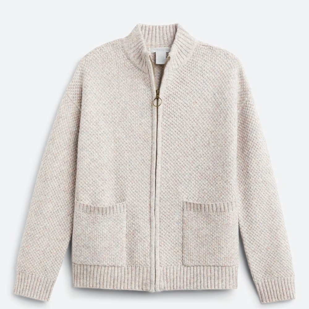 Design History Women's Zip Knit Cardigan - Light Heathered Cream